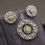 18K White gold Diamond Yellow Sapphire Pendant set