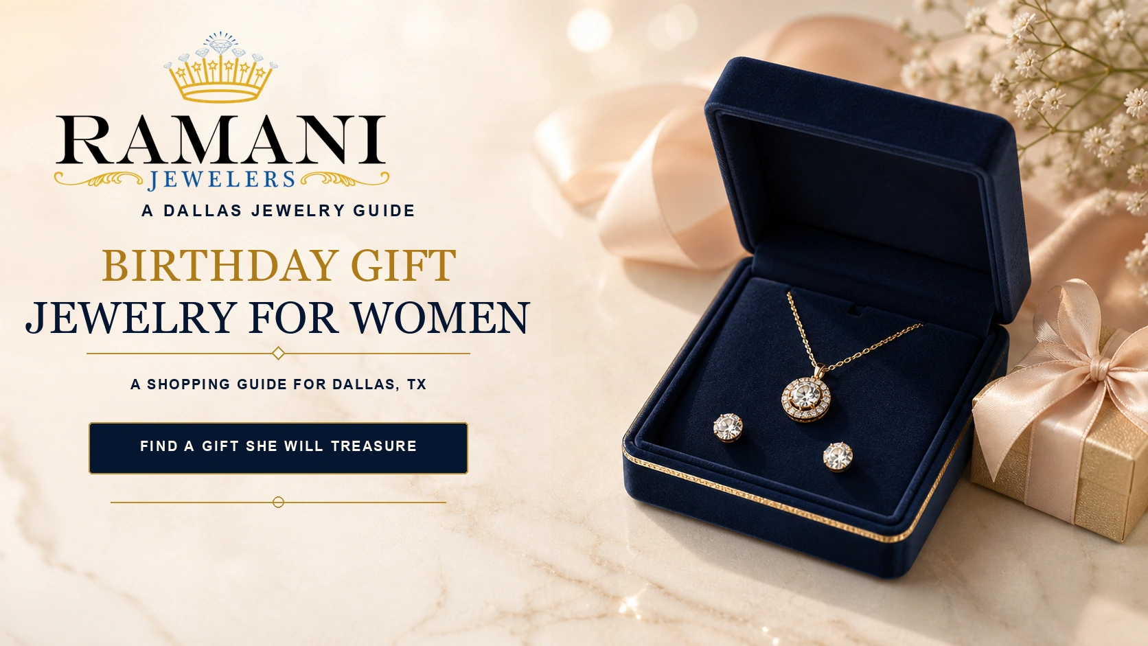 Birthday gift jewelry set from Ramani Jewelers in Dallas, TX.