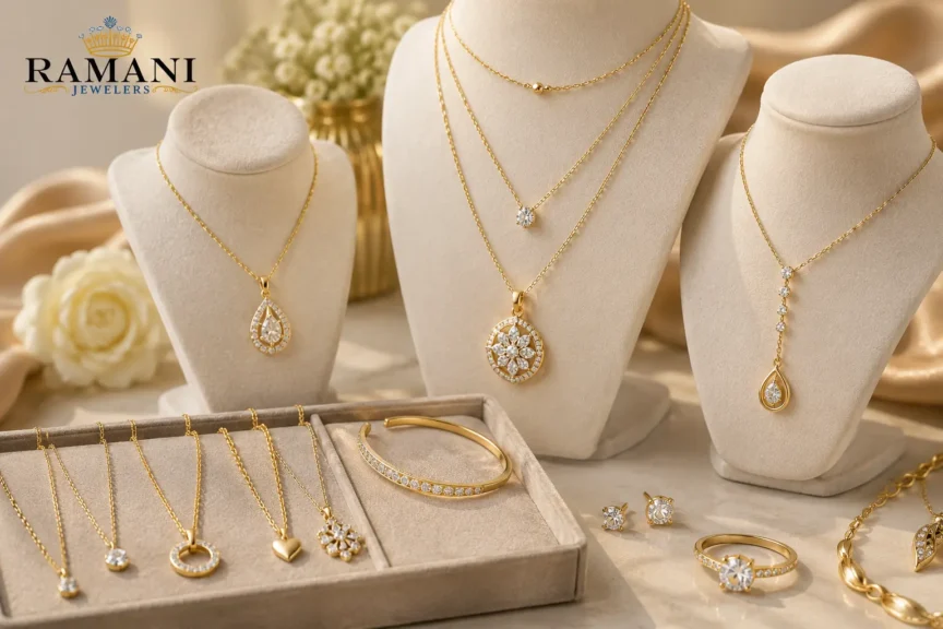 Elegant gold necklace collection from Ramani Jewelers