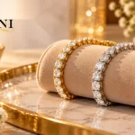 Diamond tennis bracelet buying guide showing a luxury tennis bracelet with multiple round diamonds and secure clasp